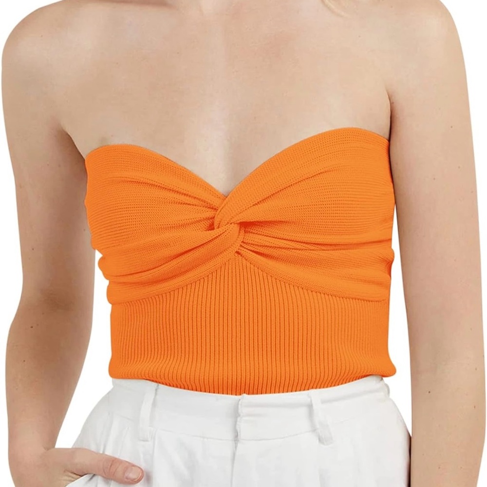 Twist Knot Solid Knit Bandeau Tube Top